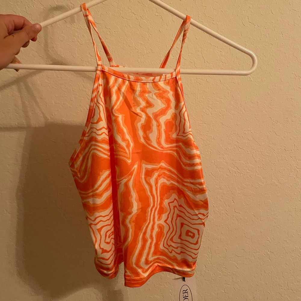 Orange Pattern Cider Crop Tank